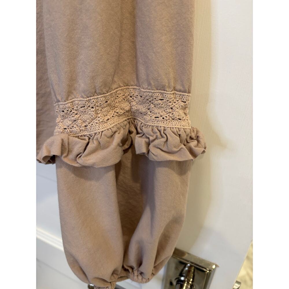 Evereve Elli Poplin Top Sandstone Beige Size Woman’s Small Balloon Sleeve - Picture 5 of 7